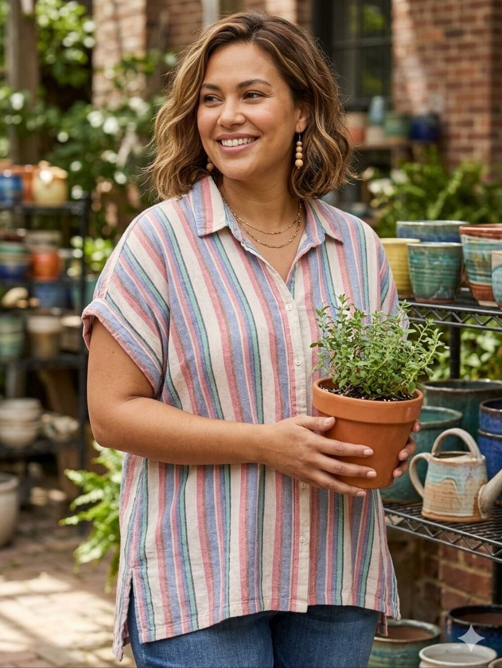 Orvis Pastel Multi-Stripe Button-Up Shirt - Picture 1 of 8